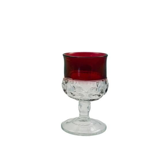 Tiffin Franciscans King Crown Cranberry Flash Water Goblet Crystal Vintage 1950 - Picture 10 of 12